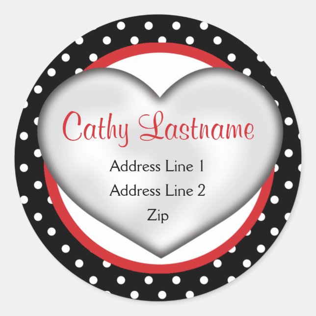 Hip and Retro Heart Address Label (Front)