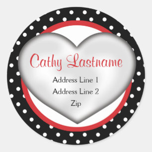 Hip and Retro Heart Address Label