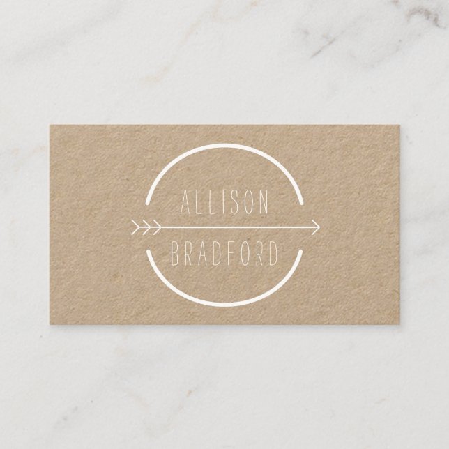 Hip and Rustic Arrow Logo on Kraft II Business Card (Front)