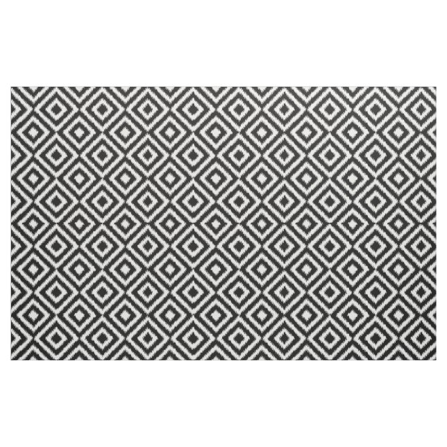 Hip Black White Ikat Diamond Square Mosaic Pattern Fabric (Fat Quarter)