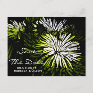 Hip bohemian green Chrysanthemum wedding Announcement Postcard