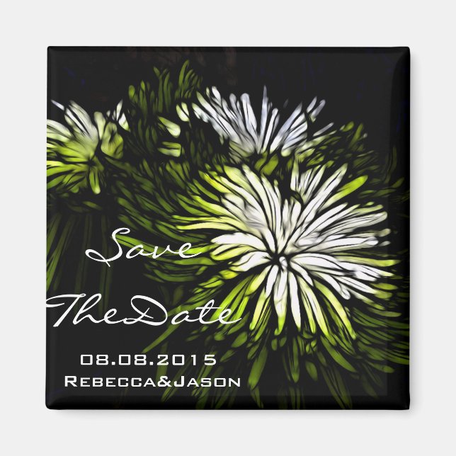 Hip bohemian green Chrysanthemum wedding Magnet (Front)