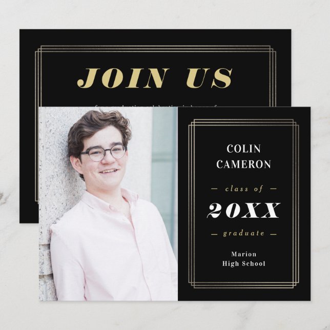 Hip Border Graduation Announcement Invitation (Front/Back)