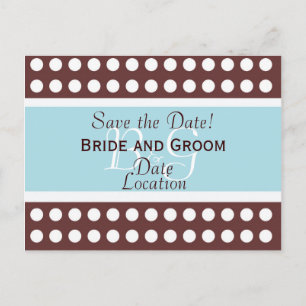 Hip Brown and Blue Save the Date Postcard