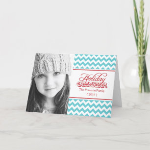 Hip Chevron Holiday Cheer Folded Christmas Card