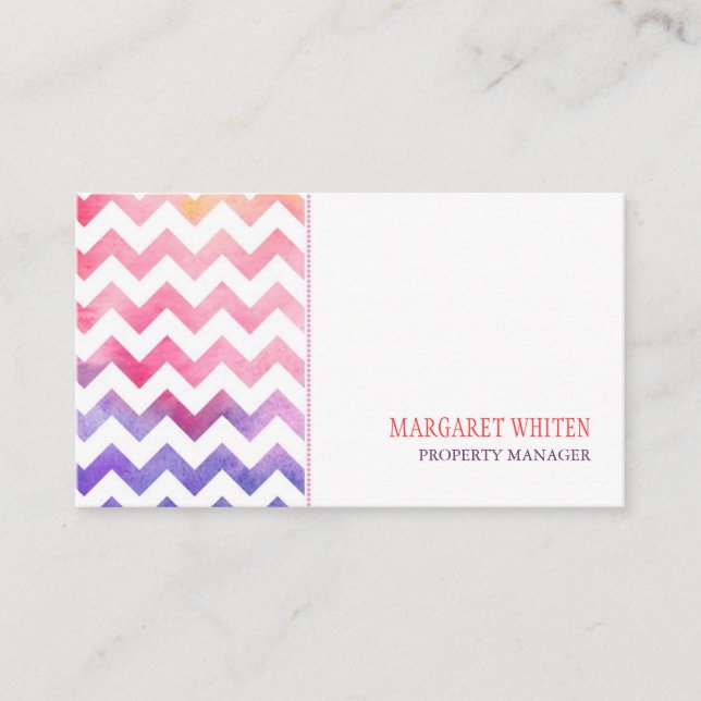 Hip Chevron Modern Minimal Business Card (Front)