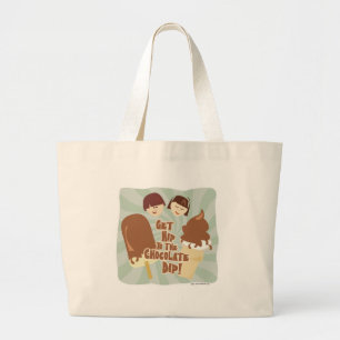 Hip Chocolate Dip Cute Fun Cartoon Ice Cream  Large Tote Bag
