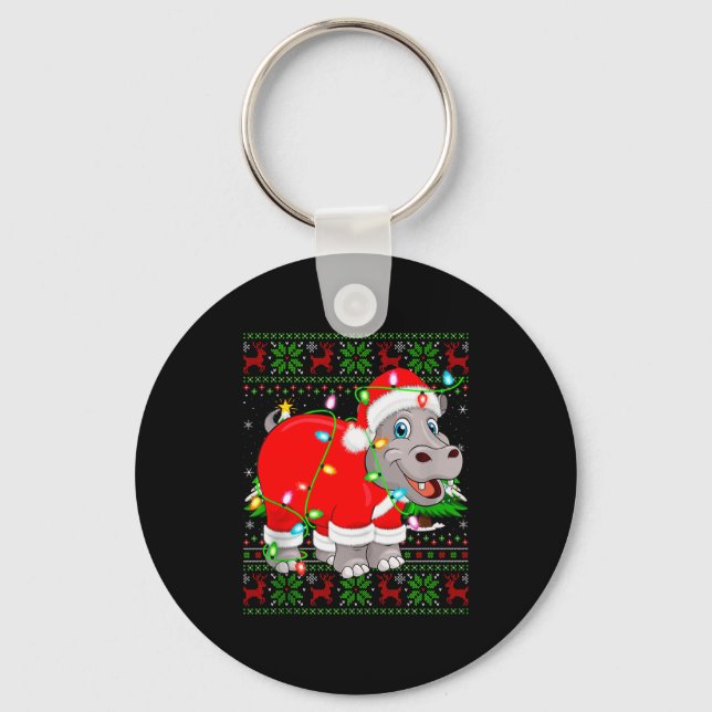 Hip Christmas Lights Santa Hiptamus Ugly Xmas Swea Key Ring (Front)