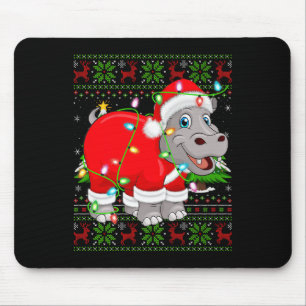 Hip Christmas Lights Santa Hiptamus Ugly Xmas Swea Mouse Pad