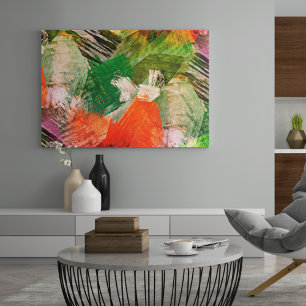 Hip Colourful Grunge Style Brushstrokes Art Patter Canvas Print