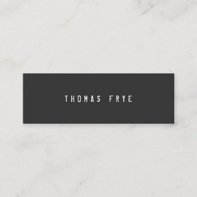 Hip Cool and Edgy, Simple Black Minimalist Mini Business Card (Front)