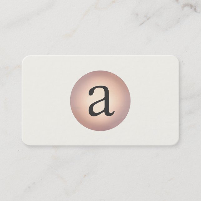 Hip Cool and Modern, Simple Copper Circle Monogram Business Card (Front)