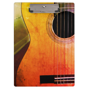 Hip Distressed Musical Acoustic Guitar Clipboard