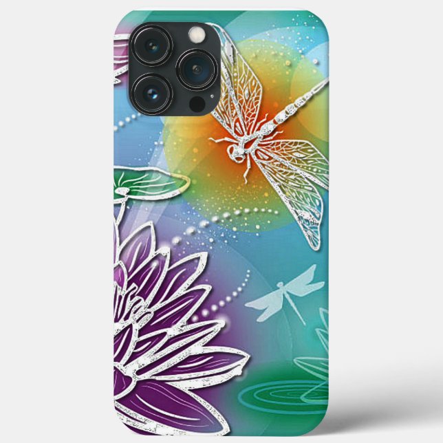 Hip Dragonfly Pretty Modern Summer Floral Art Case-Mate iPhone Case (Back)