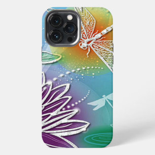 Hip Dragonfly Pretty Modern Summer Floral Art iPhone Case