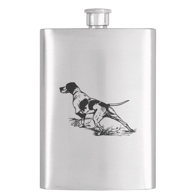Hip flask hunting dog / Flachmann with hunting dog (Front)