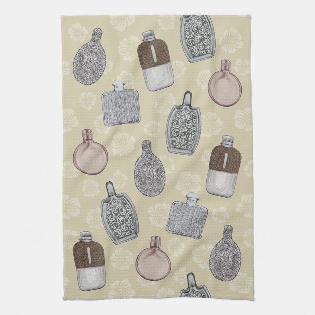 Hip Flask Prohibition Era Kitchen Towel (Vertical)