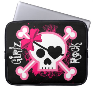 Hip Girls Rock Girl Skull Laptop Sleeve