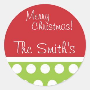 Hip Green and Red Personalised Christmas Stickers