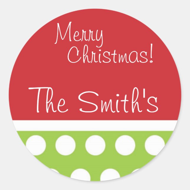 Hip Green and Red Personalised Christmas Stickers (Front)