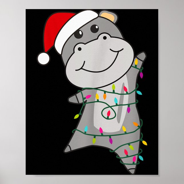 Hip Happy Christmas Fairy Lights Sweet Animals Hip Poster (Front)