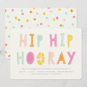 Hip Hip Hooray Birthday Invitation - Orange