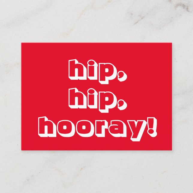 hip, hip, hooray! Congratulations, red white card (Front)