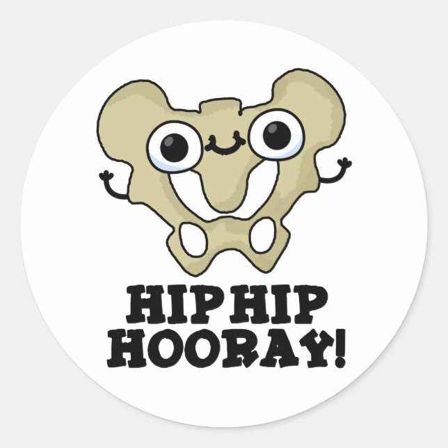 Hip Hip Hooray Funny Anatomy Pun Classic Round Sticker (Front)