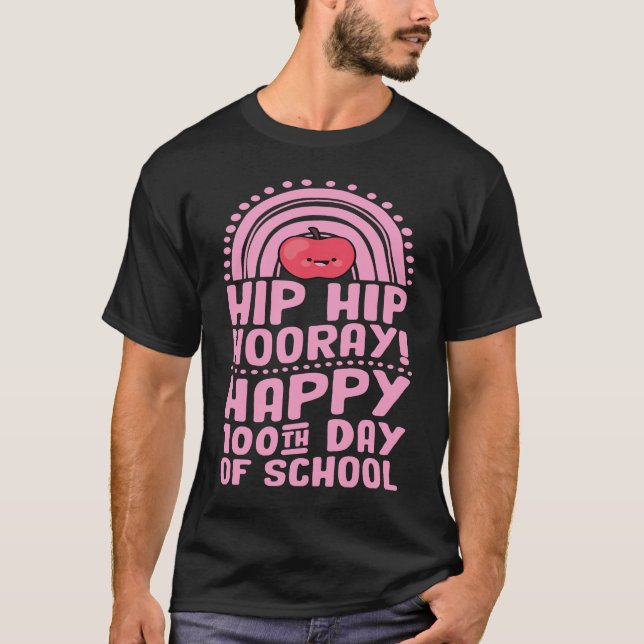 Hip Hip Hooray Happy 100th Day of School Bohemian T-Shirt (Front)