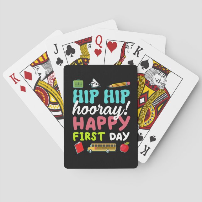 Hip Hip Hooray Happy First Day Playing Cards (Back)