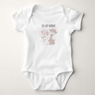 Hip Hip Hooray Lamb and Giraffe Baby Bodysuit