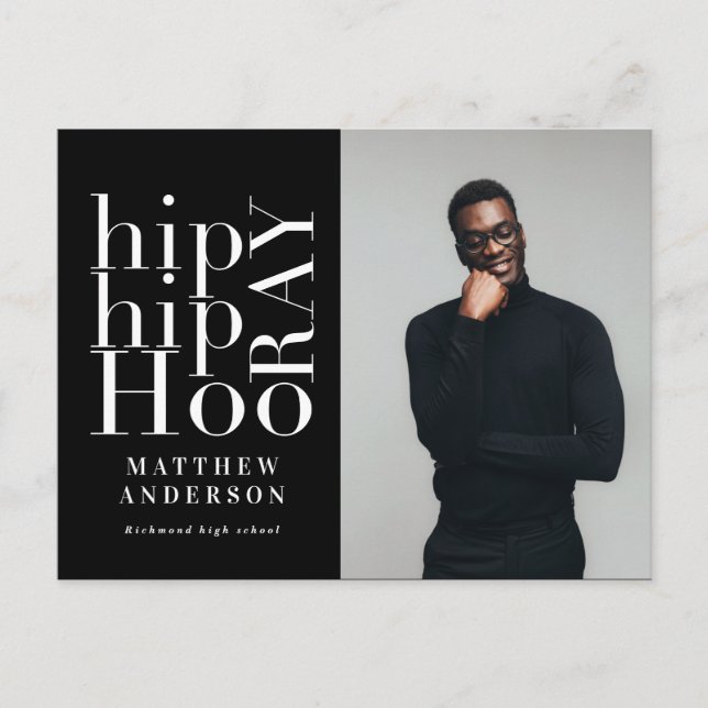 Hip hip hooray photo graduation party invite (Front)