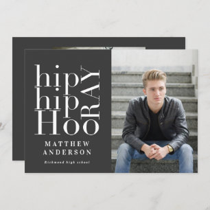 Hip hip hooray photo graduation party multi photo  announcement