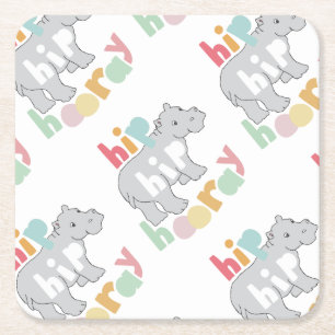Hip Hip Hooray Square Paper Coaster