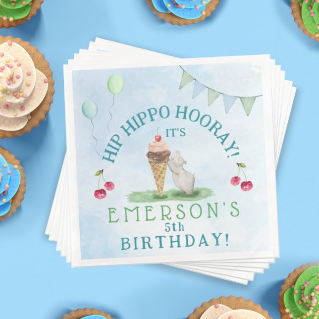 Hip Hippo Hooray Birthday Party  Napkin (Hip Hippo Hooray Kids Birthday Party Paper Napkins)