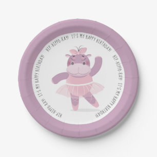 Hip Hippo Ray Hippo Ballerina  Paper Plate