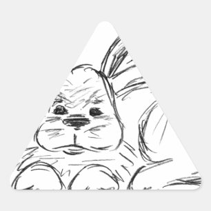 Hip Hop, A Bunny Rabbit Ink Drawing Art Triangle Sticker