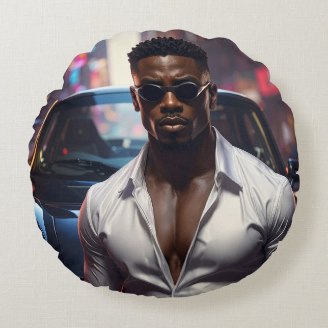 Hip Hop - American Rap Star -  Round Cushion (Front)