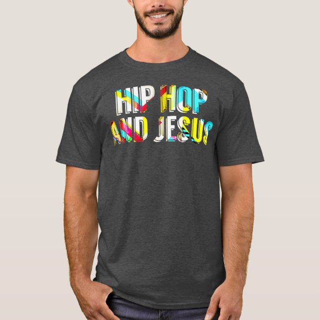 Hip Hop and Jesus Fun Colourful Christian Premium T-Shirt (Front)