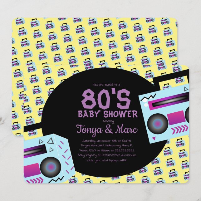 Hip Hop Baby Shower Party Music Invitation (Front/Back)