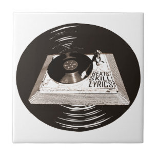 HIP HOP BEATS SKILL LYRICS ON TURNTABLE CERAMIC TILE