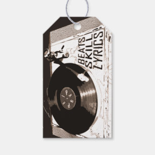 HIP HOP BEATS SKILL LYRICS ON TURNTABLE GIFT TAGS
