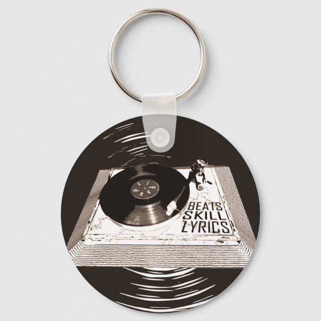 HIP HOP BEATS SKILL LYRICS ON TURNTABLE KEY RING (Front)