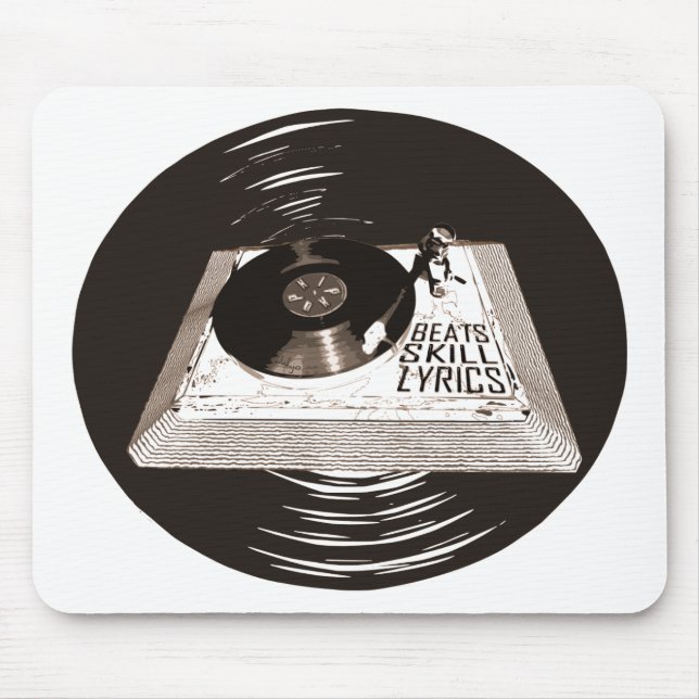 HIP HOP BEATS SKILL LYRICS ON TURNTABLE MOUSE PAD (Front)