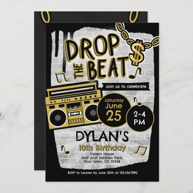 Hip Hop Birthday Invitation (Front/Back)