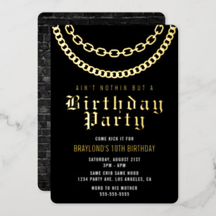 Hip Hop Birthday Invitation with Real Foil