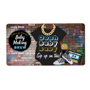 Hip Hop {BOY} Baby Shower Mini Champagne Labels