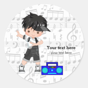 Hip hop boy classic round sticker