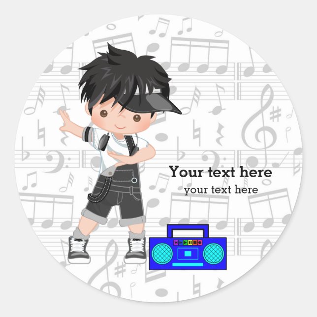 Hip hop boy classic round sticker (Front)