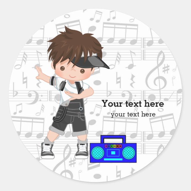 Hip hop boy classic round sticker (Front)